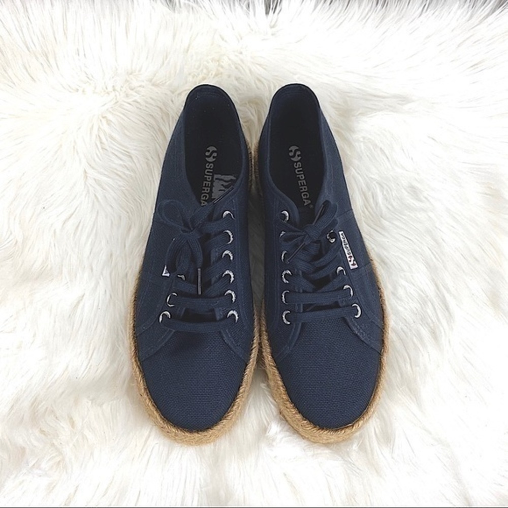 Superga Canvas Platform Espadrilles Size 42